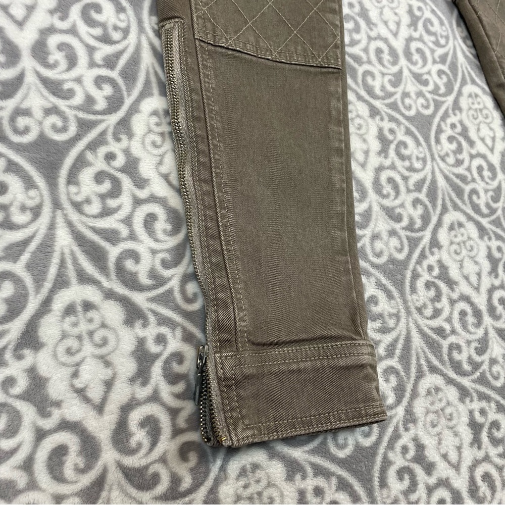 7 for all mankind Jeans Women 26 Green Skinny Double Knee Ankle Zip Denim Biker - Picture 8 of 10